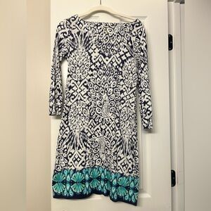 Lilly Pulitzer Navy and White Holler Dress in Pineapple Party Print